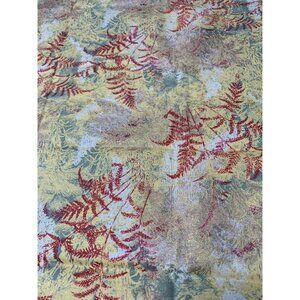 Fern-Themed Decorative Fabric Yellow Red & Green "NaturEscapes" Pattern 19" x 42